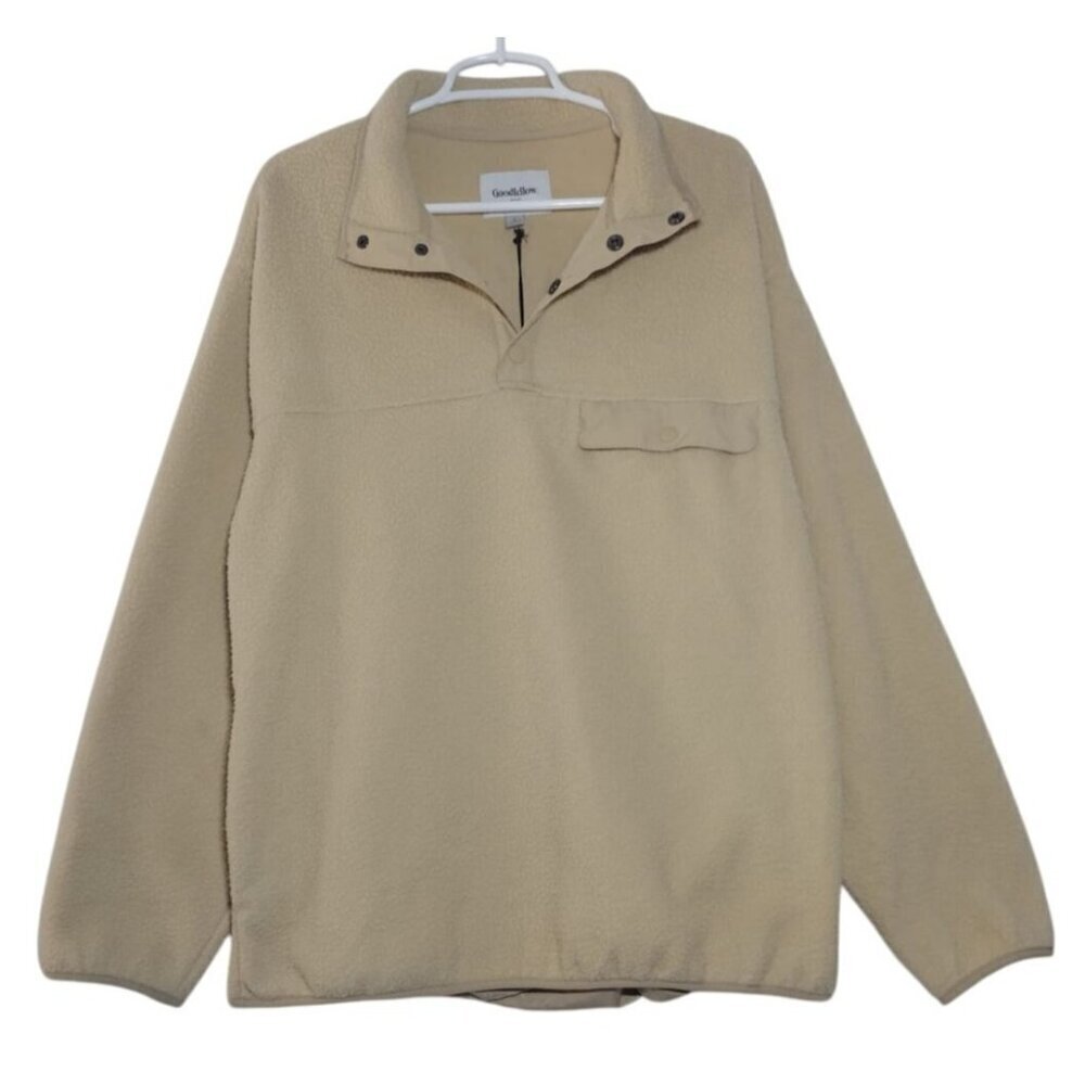 Goodfellow & Co Men's Faux Fur Quarter Zip Pullover Jacket, Size L. NWT
